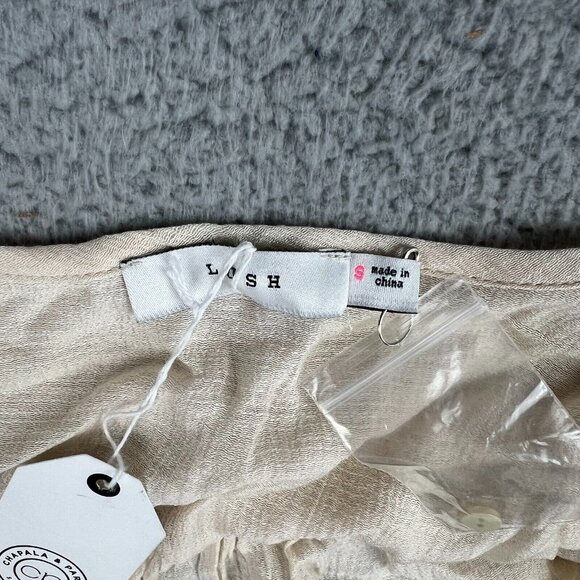 Lush Cream White Crop Top Crossover BOHO Blouse Womens Size Small - Picture 2 of 7